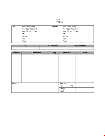 create a company purchase order | easy po template template