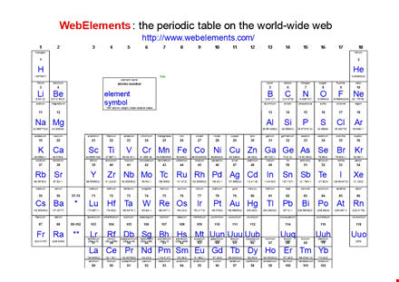 printable periodic table - free pdf table template