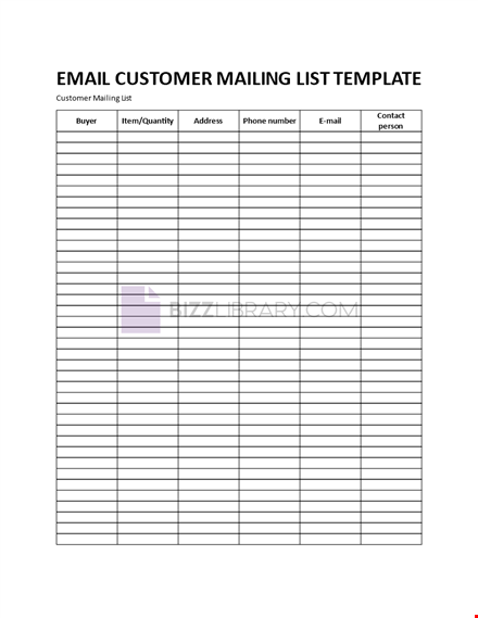 email customer mailing list template