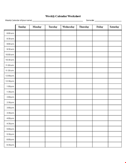 printable blank weekly calendar | create your schedule easily template
