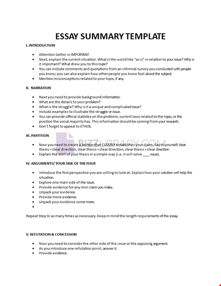 essay summary template template