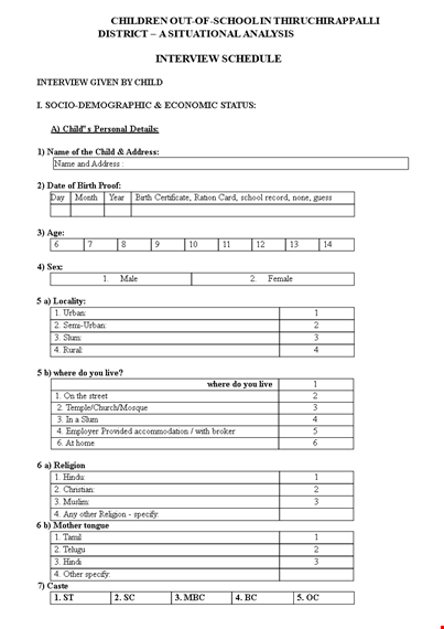 interview schedule template