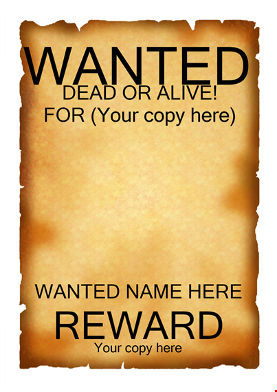 wanted poster western style template template