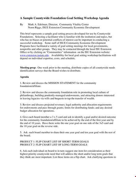 goal setting workshop agenda template