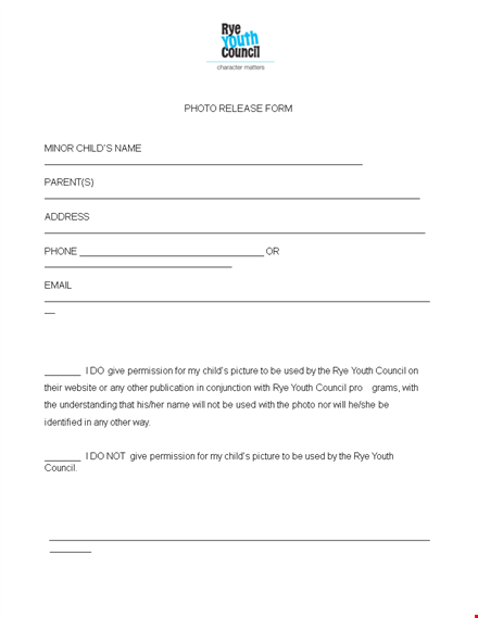 get your photo release form signed by parents for children template