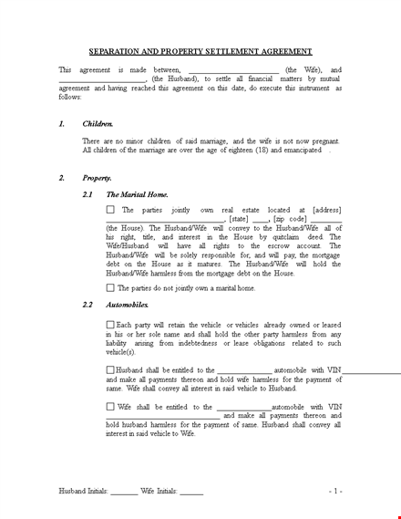 separation agreement template - protect your future, simplify your split template