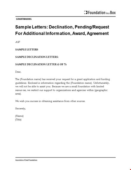 request for pending payment: a sample letter for grant from foundation template