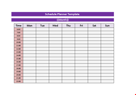 schedule planner template template