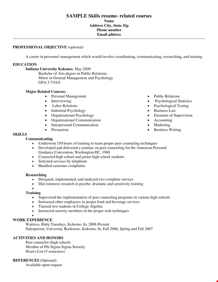 sample skills resume template template