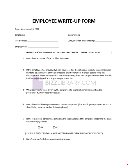 write-up form template template