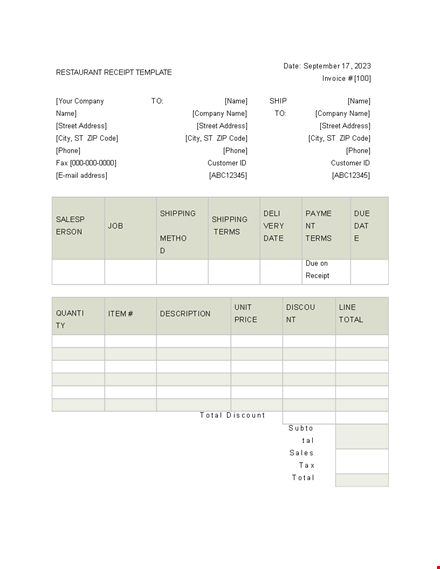 restaurant receipt template free word download template