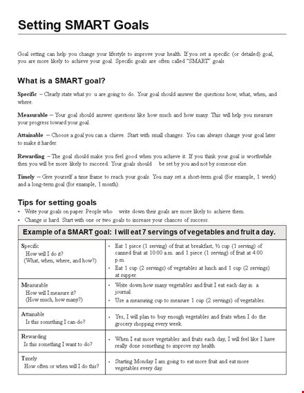 smart goals planner template template