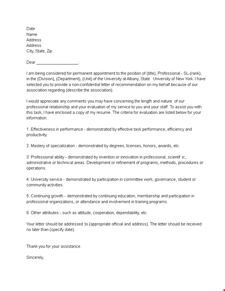 sample recommendation letter template