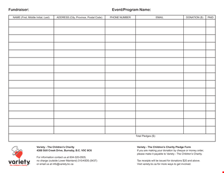 fundraiser event program template template