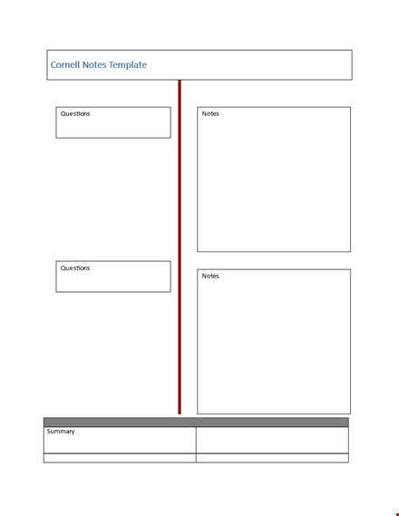 cornell notes template - easy note-taking with cornell method template