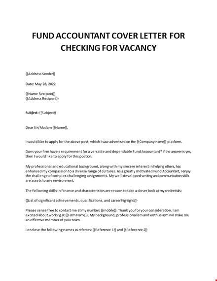 fund accountant cover letter template