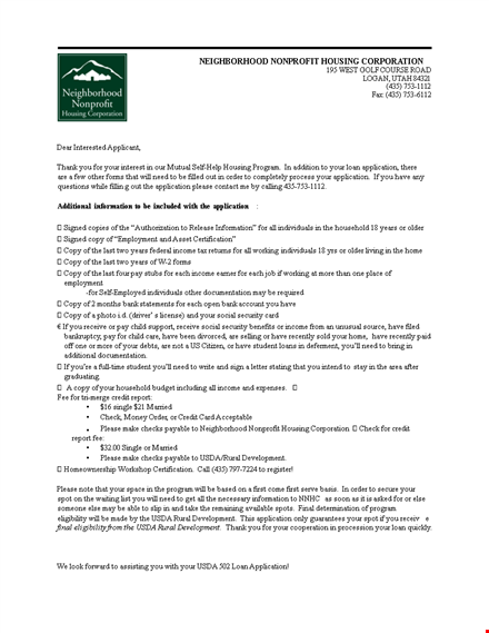loan cover letter template