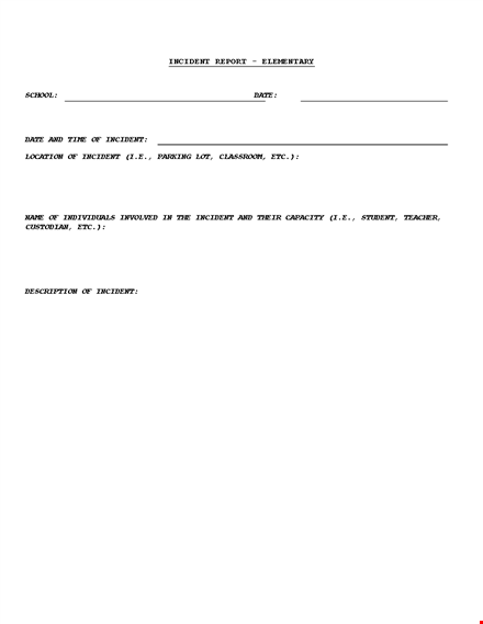 elementary school incident report template