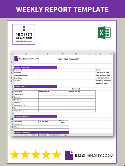 weekly reporting template template