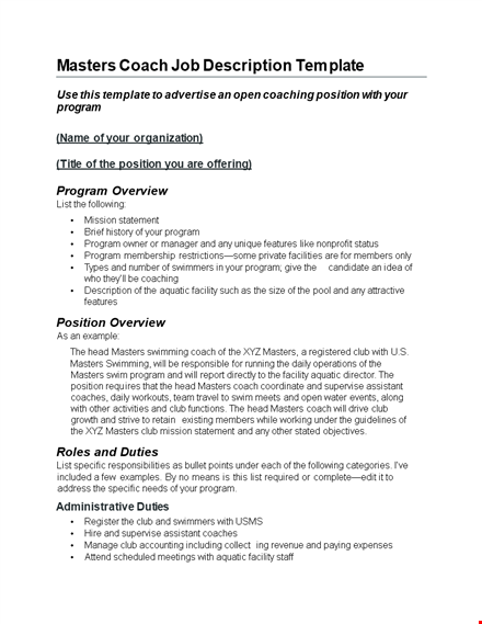 effective job description template template