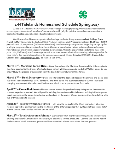 spring homeschool template