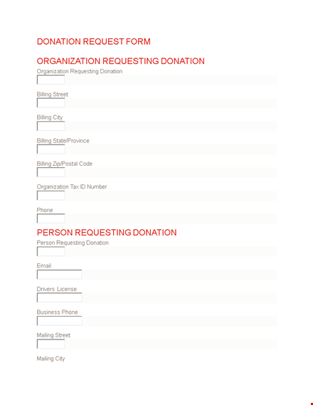 donation request form - simplify your donation process template