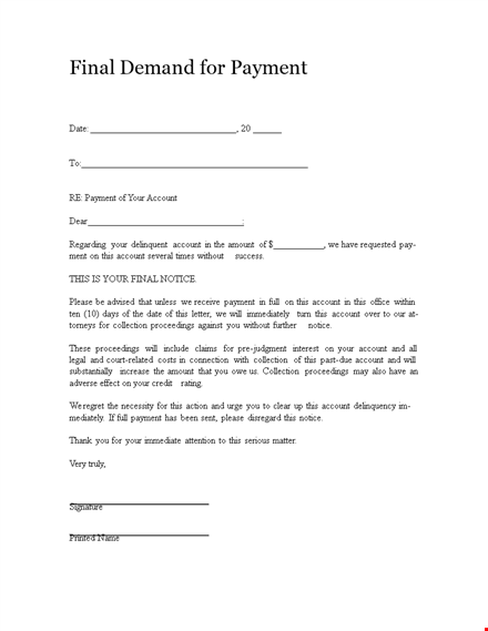 effective collection letter template for overdue accounts | improve payment and collection template