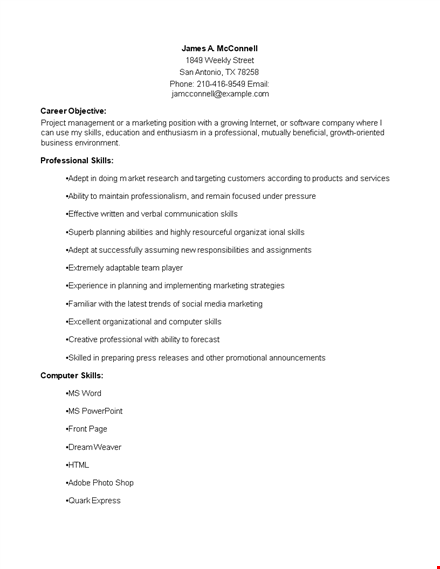 marketing associate manager resume template