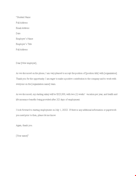 accepting job offer letter template template