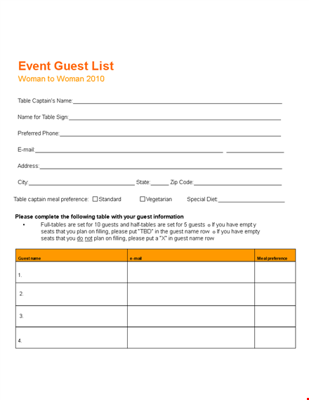 event guest list template - easily manage your guests | free download template