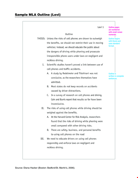 mla outline example template