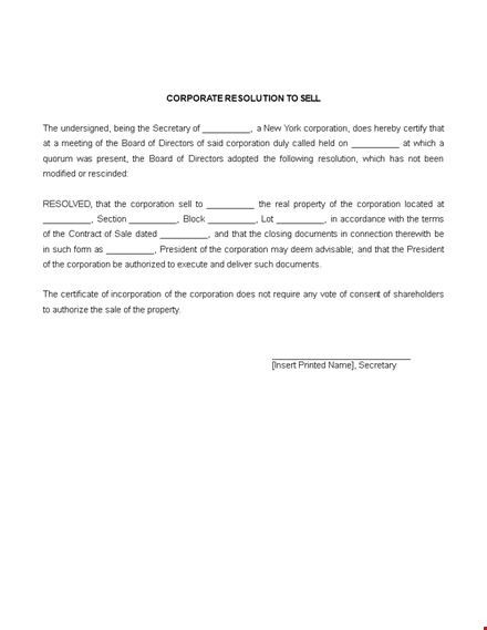 corporate resolution form | board of directors & corporation resolutions template