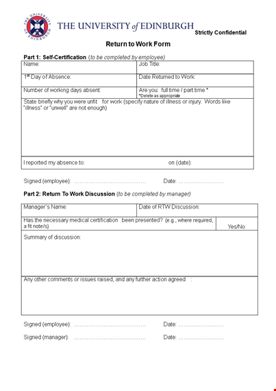 return to work form for employees - get your signed copy today template