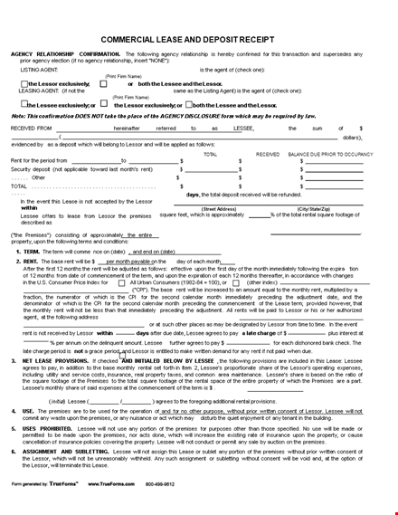 commercial lease receipt template template