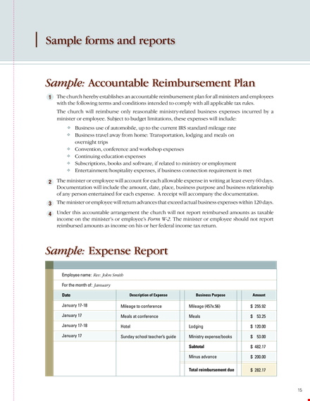 employee expense report sample template