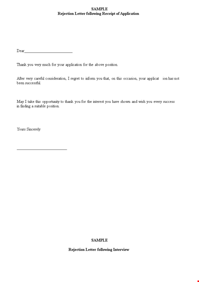 company: crafting a professional employment application rejection letter for interviewed position template