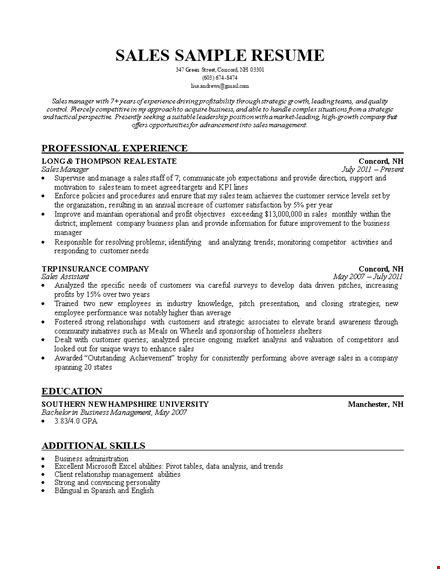 sales insurance agent resume template