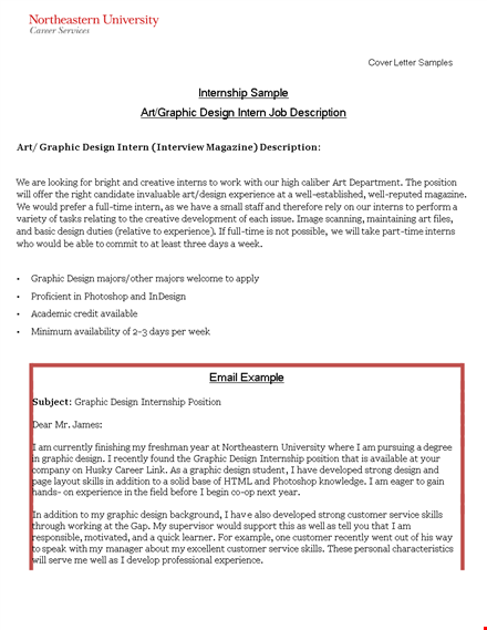 internship job application letter for graphic designer template