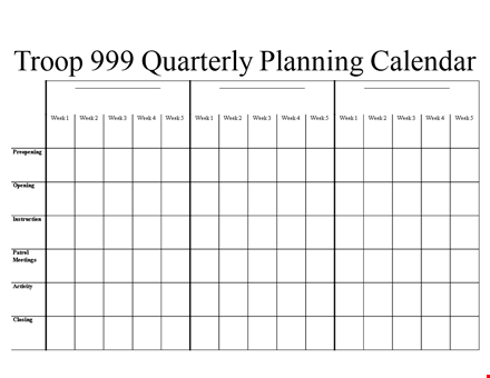 plan your quarterly schedule with troop's quarterly calendar template