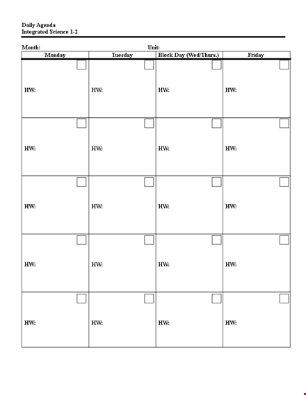 daily agenda template template