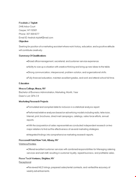 new graduate marketing resume template