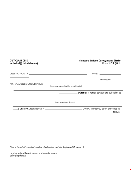 quit claim deed template - create and insert a property described quit claim deed template
