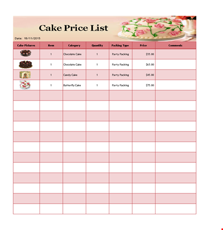 create your custom price list | perfect for parties & packing | see pictures | chocolate included template