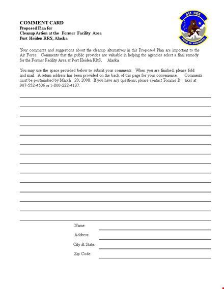 school comment card template template