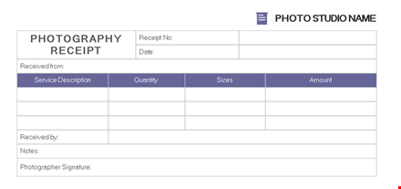 received photography receipt - download printable template template