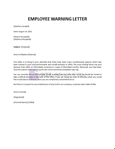 employee warning letter template