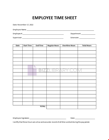 employee time sheet template template
