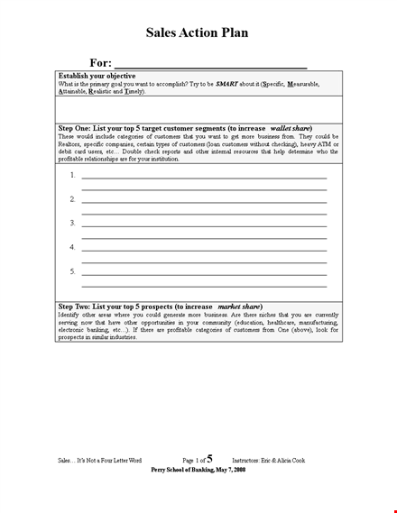 sales action plan example pdf template free download template