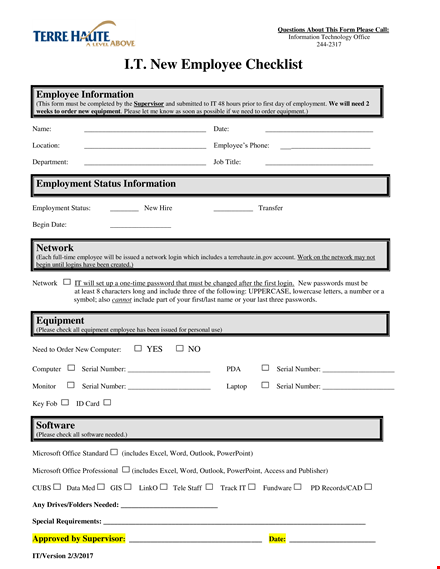 it new employee checklist template template