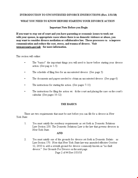 divorce packet instructions template